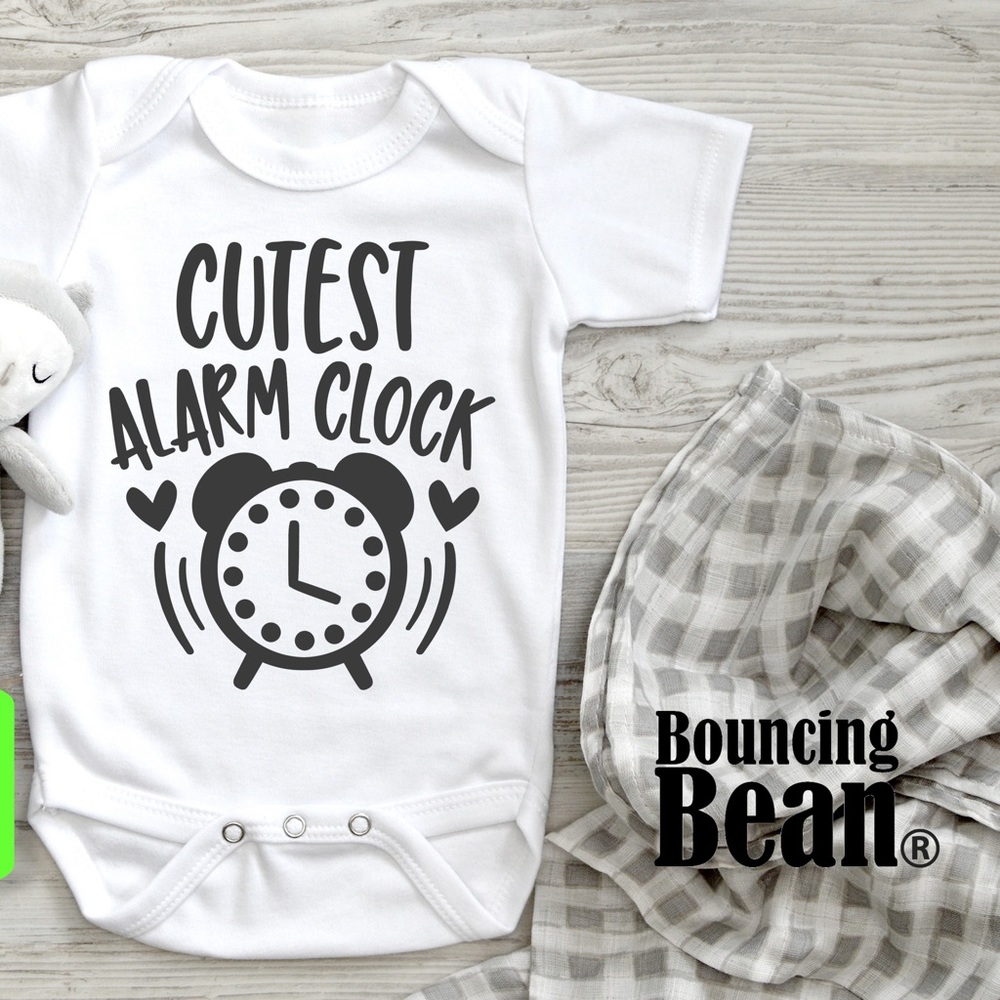 Cutest alarm clock baby onesie bodysuit